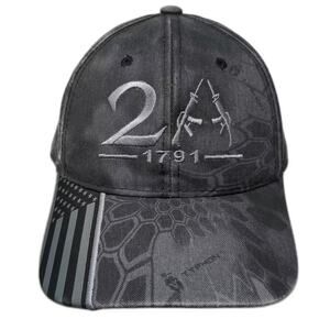 Kryptek Baseball Cap Black Gray One Size Slideback 2nd Amendment 1791 Flag Hat
